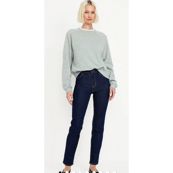 Old Navy High Waisted Wow Straight Ankle Jeans Dark Wash Size 12 - Picture 1 of 13